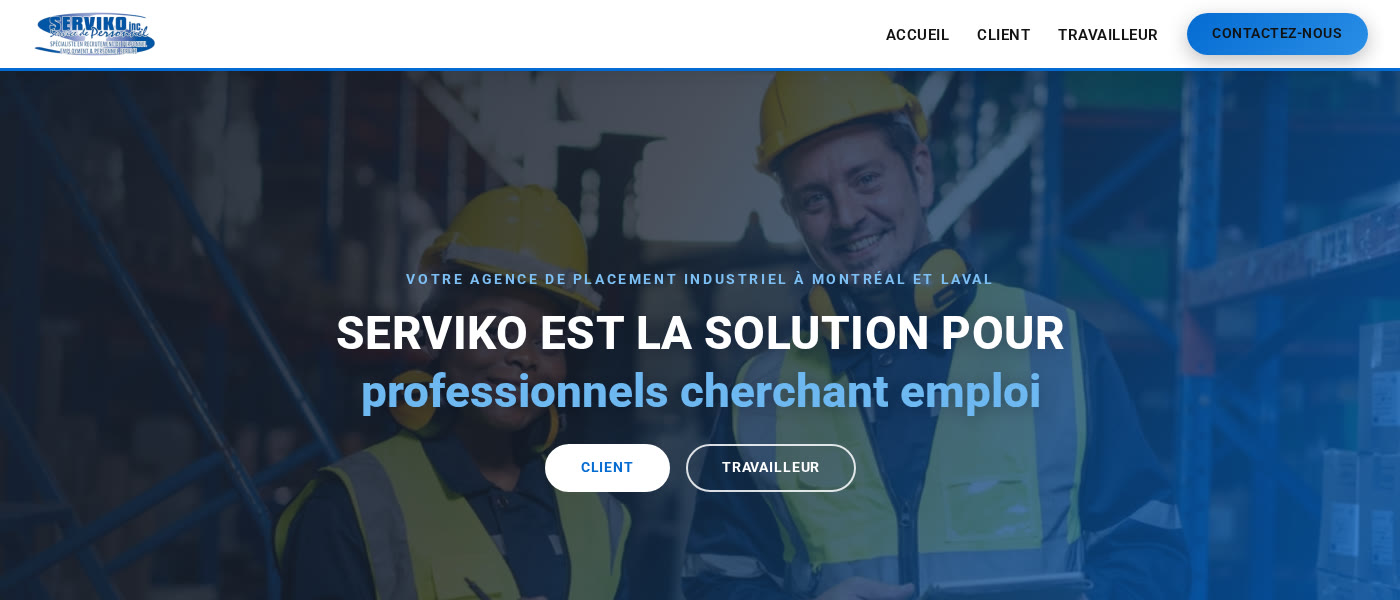 Site de l’agence d’emplois Serviko réalisé par ufmedia
